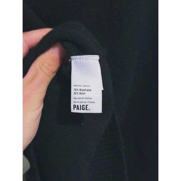 PAIGE Raundie Wool Cold Shoulder Cut Out Turtleneck Sweater Size XS Black Edgy - Picture 7 of 9